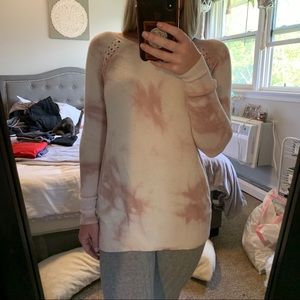 Mark me pink and white long sleeve sweater.